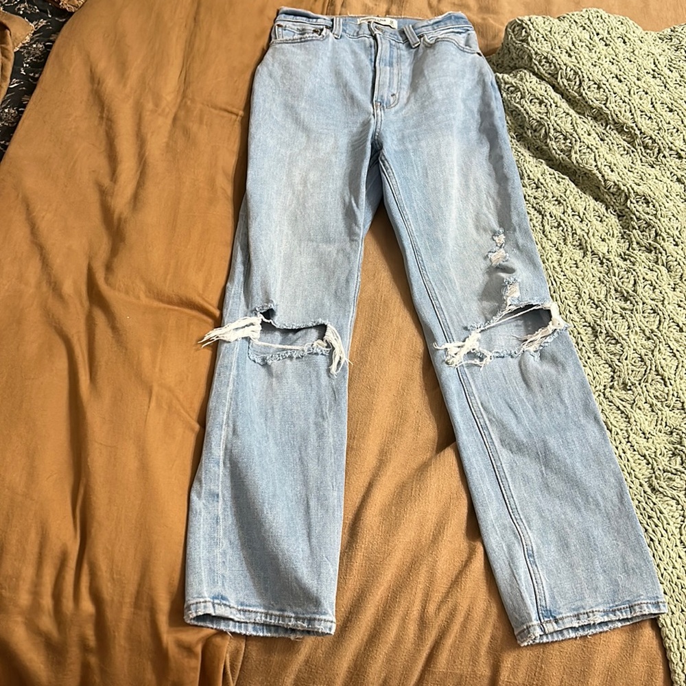 Abercrombie ankle straight curve love ultra high rise jeans